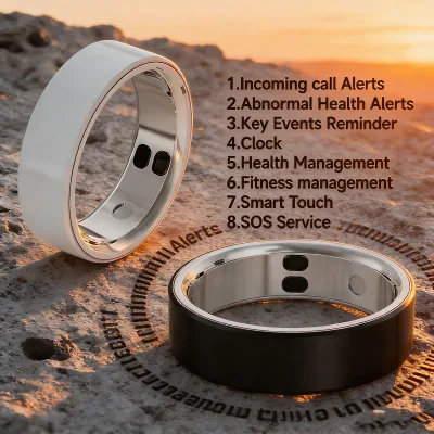 Medical-Grade Alert Smart Ring for Fall Risk Detection Vital Signs Monitoring Android Compatible Alloy Heart Rate Tracker