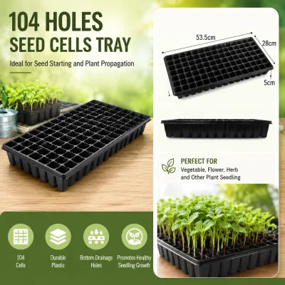 104 Holes Plastic Seed, Cells Tray Inserting Plant Rice Seedling Starter Tray Seed Germination Tray for Watermelon/