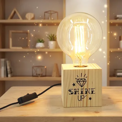 European Retro Warm Night Light Table Lamp Decorative Wooden Natural E27 Lamp Holder Screw Design Bedroom Reading Bedside Desk