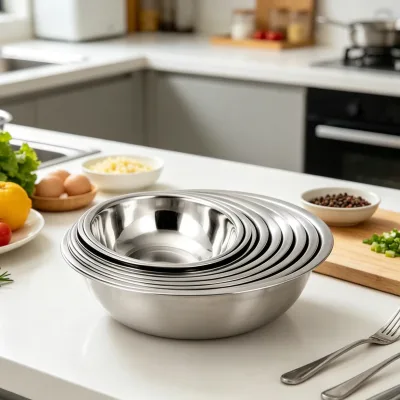 Food Grade Stainless Steel Mixing Bowls Versatile Nesting Set Heavy Duty Eco-Friendly Kitchen Tableware
