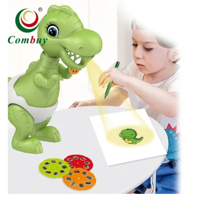 Plastic Drawing Toy Set Dinosaur Music Projector Painting for 5 to 7 Years Old with DIY Paint and Electric Battery