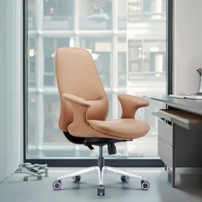 JORI Cheap Price Modern Orange Leather Guest Chair Conference VIP Office Visitor Chair for Sale