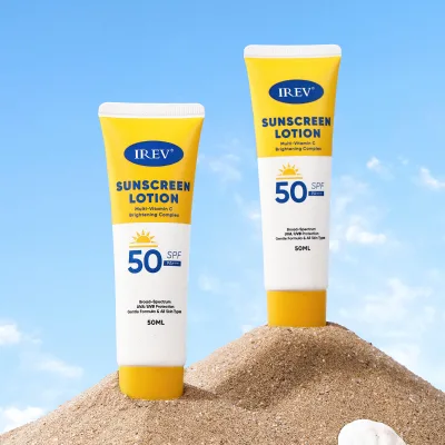 Private Label IREV Sunscreen Lotion SPF50+ Multivitamin C High Magnification Broad Spectrum Protection 50ml Facial Sunscreen