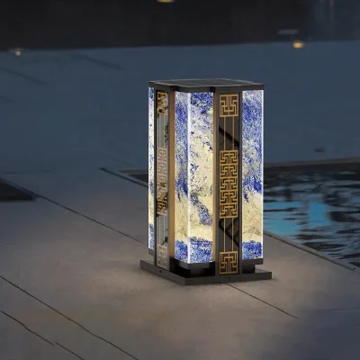 New Blue Pattern Garden Light Stainless Steel+Tempered Glass Hotel Villa Landscape Lane Garden LED Path Light