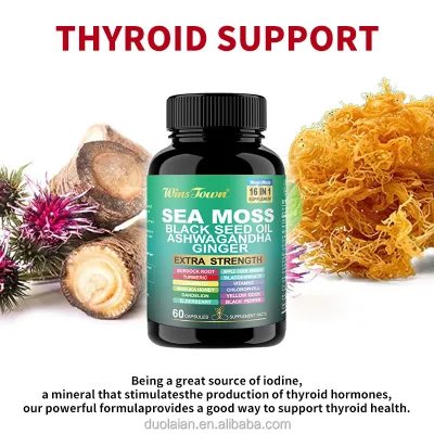 J19 16In1 Sea Moss Complex Capsules WinsTown Thyroid Support Iodine Herbal Supplement Black Seed Ashwagandha Ginger