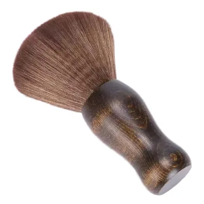 Private Logo Barber Hairdressing Neck Duster Brushes Softer Synthetic Hair with Wood Handle for Haircut Neck Cleaning