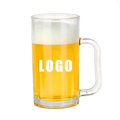 Factory Wholesale OEM Personalized Custom Logo Printed Thick Glass Drinking Clear Beer Pint Mug Glass Cup Premium Wine Glass