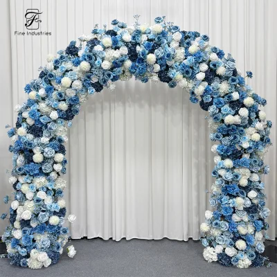 Semi-Circle Blue White Flower Arch Bridal Shower Photo Backdrop Decor