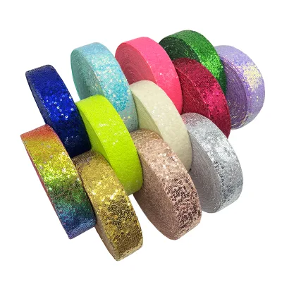 38mm Irreversible Sequin Ribbon Wholesale Ribbon Sequin Fabric DIY Waistband Headwear Material Wedding Party Decoration
