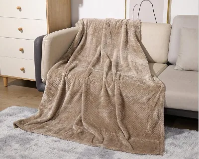 Modern 100% Polyester Pineapple Flannel Blanket Pair Thickened Coral Fleece Winter Solid Pattern Knitted Technique