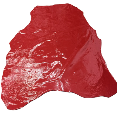 Red Sheepskin Patent Leather Laminating Paint Wrinkled Paint Leather Clothing Luggage Shoes and Boots Genuine Leather