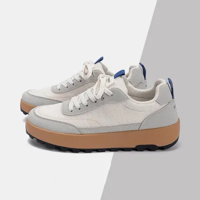 Suede Panel Mesh Men Chunky Sneakers 4CM Breathable Lightweight Casual Board Shoes Hongbao Footwear ODM Bulk Supply