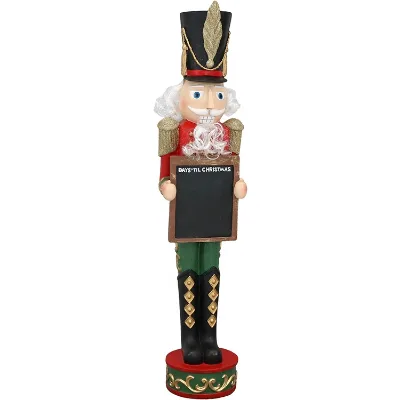 Christmas Nutcracker Soldier Figure Decor Hand Painted Durable Resin Nutcracker with Sign for Festival Party Xmas Statue