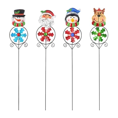 Christmas Garden Stake Decor Metal Lighted Christmas Yard Stakes Santa Claus Reindeer Christmas Outdoor Yard Decoration