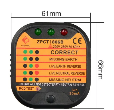 Aismartlink Multipurpose Leakage Protection Plug Tester 5inch AMOLED Display-Ground Wire Polarity Current Detection Tool Socket