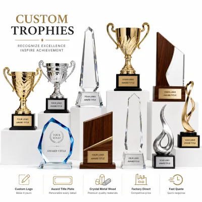Custom Marble Wooden Trophy Award for Employee Appreciation Team Building Corporate Festival Plaque Medal Cup
