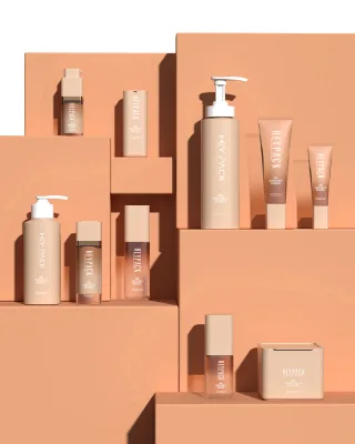 Square Amber Reusable Cosmetic Packaging Set for Skincare Brands Lotion Facial Cleanser Pump Bottle