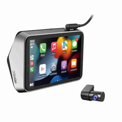 Front/Rear Dual Lens Dash Cam 1080P Carplay Android Auto Video Recorder Black Box Car DVR 4.5 Inch Touch Screen 1 Year Warranty
