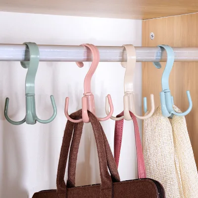 Creative Multi-functional Rotating Four-pronged Hook for Hanging Hats, Scarves, Wardrobe Storage Rack, Door Hanging Rack, Bags