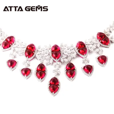 Classic Luxury Ruby Necklace 925 Silver Fine Jewelry for Women Ruby Art Deco Style Necklace Pendant Crystal Gem Luxury Chokers