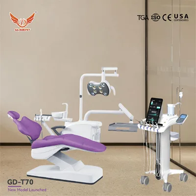 Complete Dental Surgical Solution GD-T70 6-in-1 Cart Triple Syringe Implant Piezo Air Polishing Scaler Motor