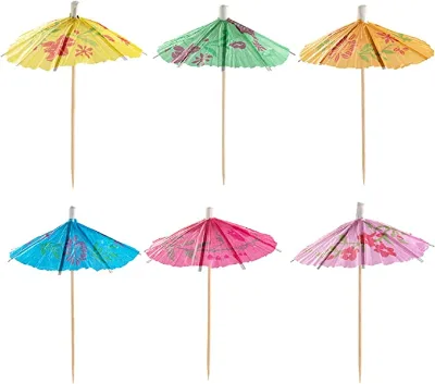 Parasols Umbrella Sticks 3.9" Cocktail Picks Drinks Sticks Party Supplies Cake Picks 144 Count Parasols Umbrella Stick