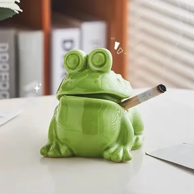 Creative Ceramic Frog Ashtray Ornament Home Office Decor Artistic Little Tea Pet Storage Piece Dehua Simplicity Design Model