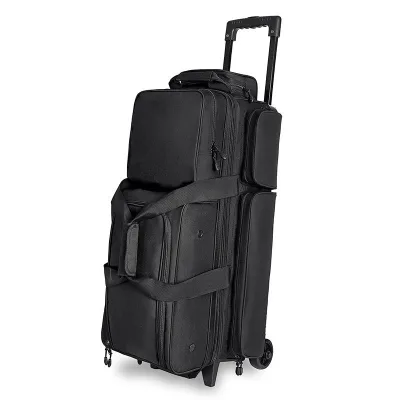 Custom Embroidery Logo Bowling Storage Trolley Bag Bowling Ball Gear Carry on Rolling Bag 3 Ball Roller Bowling Bag with Wheels