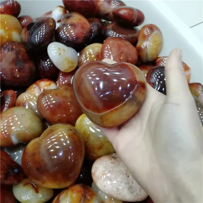 Natural Carnelian Agate Crystal Stone Hearts Takeaway Gemstone Gifts Red Agate Heart