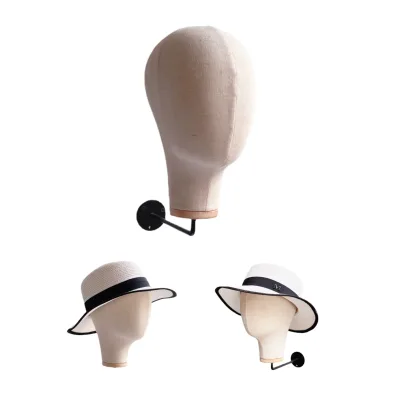 Wholesale Canvas Display Mannequin Head Wall Mount with Wig Female/Male Model Hair Cap Stand