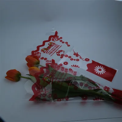 Beautiful Color Custom Printing Transparent Plastic Packaging Single Flower Sleeves