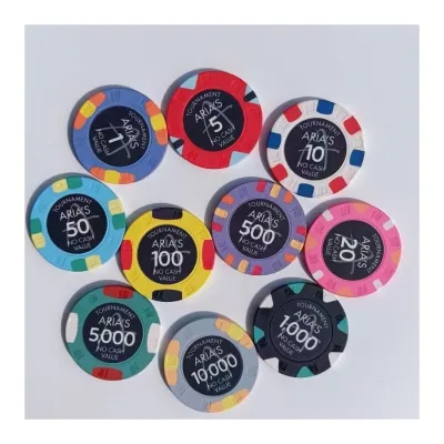 10G 39MM Ceramic Poker Chip Sublimation ARIA Tournament Poker Chips with Aligned Edge