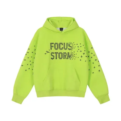 Custom Logo, 100% Cotton, Letter Printed Hoodie. High Street Style. National Trend Hip-hop Loose Fit. Hooded Sweatshirt..