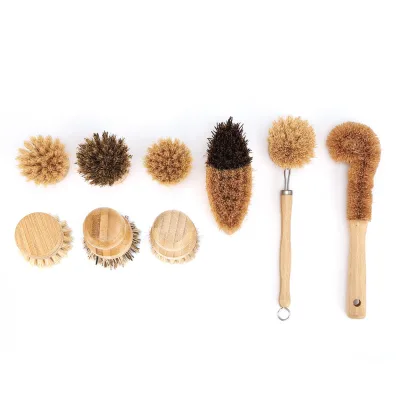 Household Lightweight 96g Pot-Cleaning Wonder Long-Handle Pot Brush Natural Horsehair Sisal Coconut Fiber Bristles Scrubber