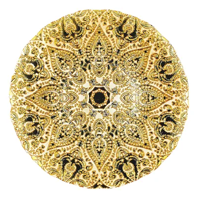 Gold - Patterned Decorative Glass Plate, Ideal for Home Decor. Perfect for Tables, Events, Adding Luxury Ambiance.