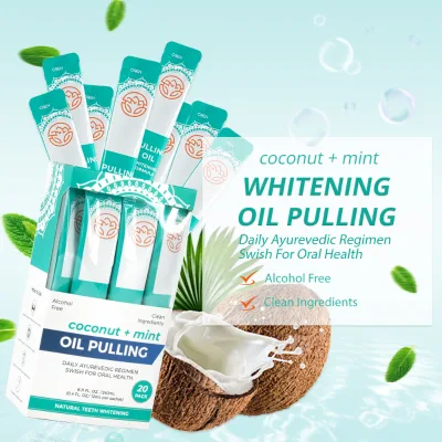 Private Label Oil Pulling Mouthwash Coconut Mint Mouth Wash Sachet 20 Pcs for Travel