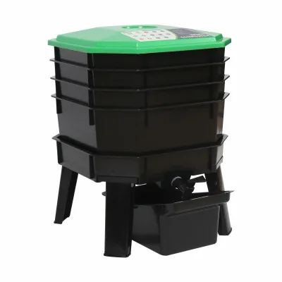 Plastic Multi-functional Layered Compost Bin for Household Garden and Outdoor Courtyard Vermicomposting Kitchen Waste