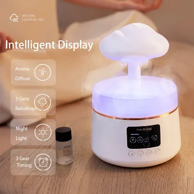 300ML Rain Cloud Mushroom Huimidifier Air Purifier Aromatherapy Essential Oil Diffuser Rainsound 7 Color Changing Waterfall Lamp