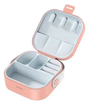 Mini Portable Travel Jewelry Box Small Size Handle Multifunctional Organizer Polyester Material Zipper Closure