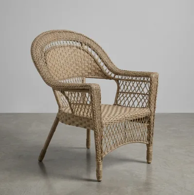 Handcrafted Rattan Patio Chair Sturdy Four-Leg Frame for Outdoor Hospitality Use