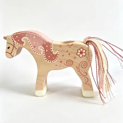 Solid Wood Horse Home Decoration Handicrafts Kids Birthday Gifts Wooden Horse