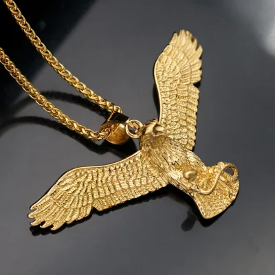 2026 European American Cross-Border Animal-Style Tungsten Gold-Plated Vacuum-Plated Personality Large Winged Eagle Pendant