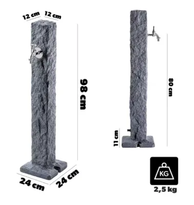 Outdoor Garden Faucet Stand Marble Look Water Tap Pedestal Freeze Resistant Garden Water Faucet Column for Yard Patio
