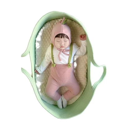 Woven Cotton Rope Shape Eco-Friendly Multifunction Moses Basket Baby Sleeping Changing Basket Includes Mattress Changing Storage