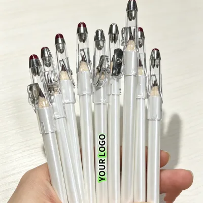Custom Logo Cruelty Free Matte Lip Liner Pen Private Label White Pen With Sharpener Smudge Proof Precision Lip Liner Wholesale