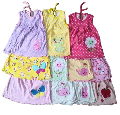 Children's Casual Compressed Cotton Cartoon Printed Sleeveless Dress Clearance Sale Baby Wholesale in Summer