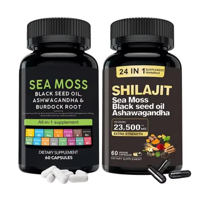 OEM Manufacturer Natural Seamoss and Shilajit 60 Capsules Sea Moss Shilajit Capsules for Men Women