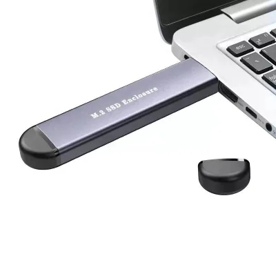 2-in-1 NVMe M.2 SSD & SATA HDD Enclosure USB 3.1 10Gbps Aluminum Alloy 2TB Plug and Play External Hard Drive Case