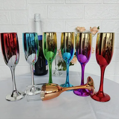 Custom Red Color Luxury Style Colorful Crystal Wine Glasses 6PCS Set for Whisky Sustainable Party Glass