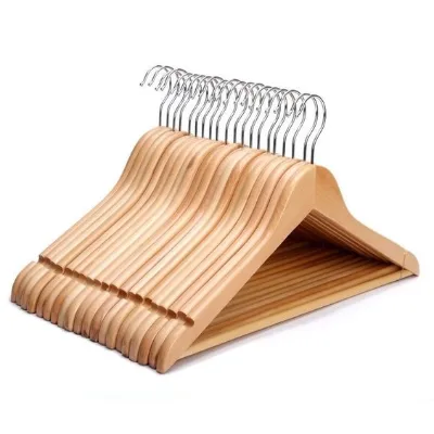 ASCEND Dress or Shirt Hangers Set of 5, Wood Natural Color
